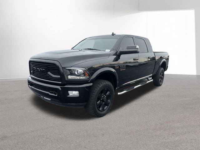 2018 RAM 2500 Laramie in Brilliant Black Crystal Pearlcoat — front three-quarter view