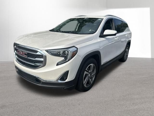 2020 GMC Terrain SLT in White Frost Tricoat — front three-quarter view